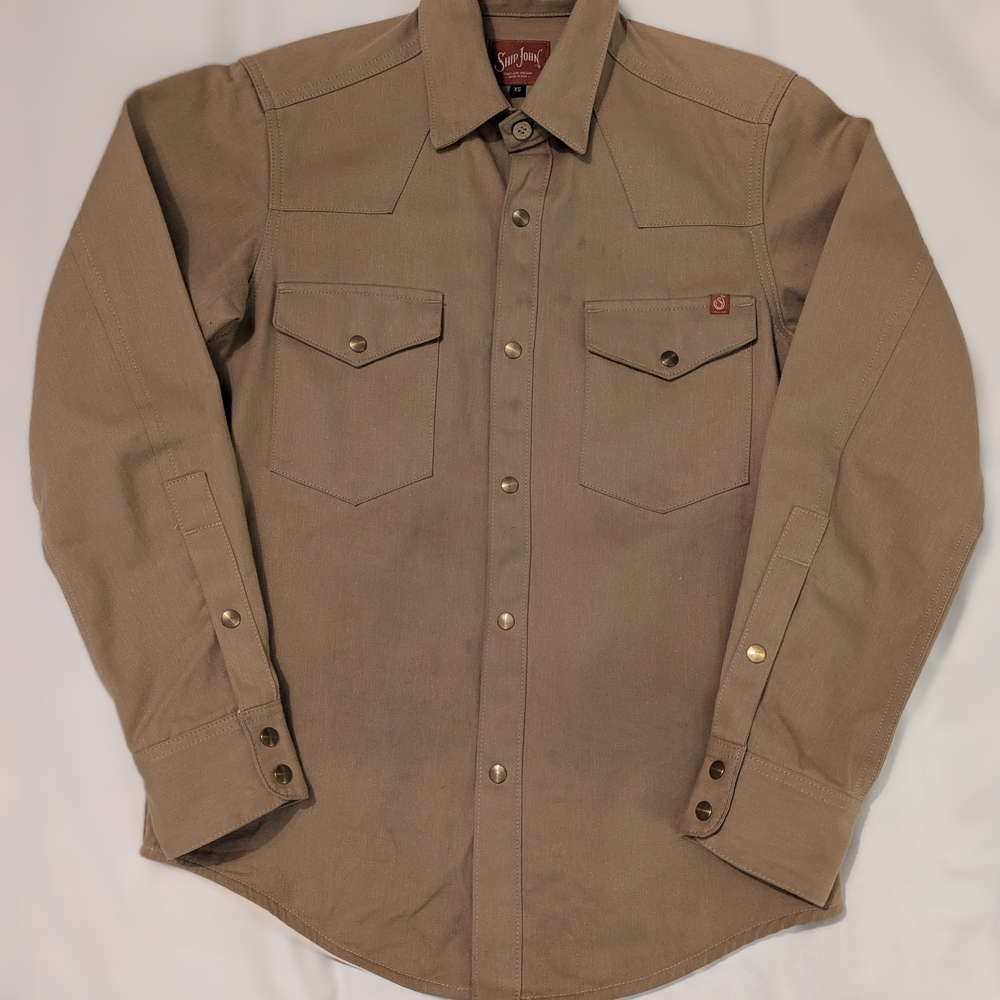 Ship John Men's Heavy Twill Button Down Shirt -Tan